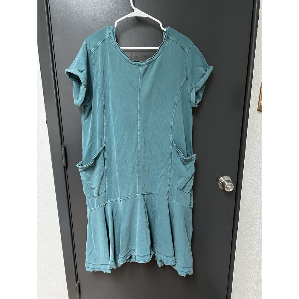 Saturday Sunday Anthropologie Joella Midi Dress Teal Cotton Flowy Size XL